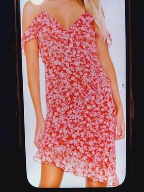 Lovers + Friends/ Revolve Adley Valentine Pink Floral RuffleDress/ Size S